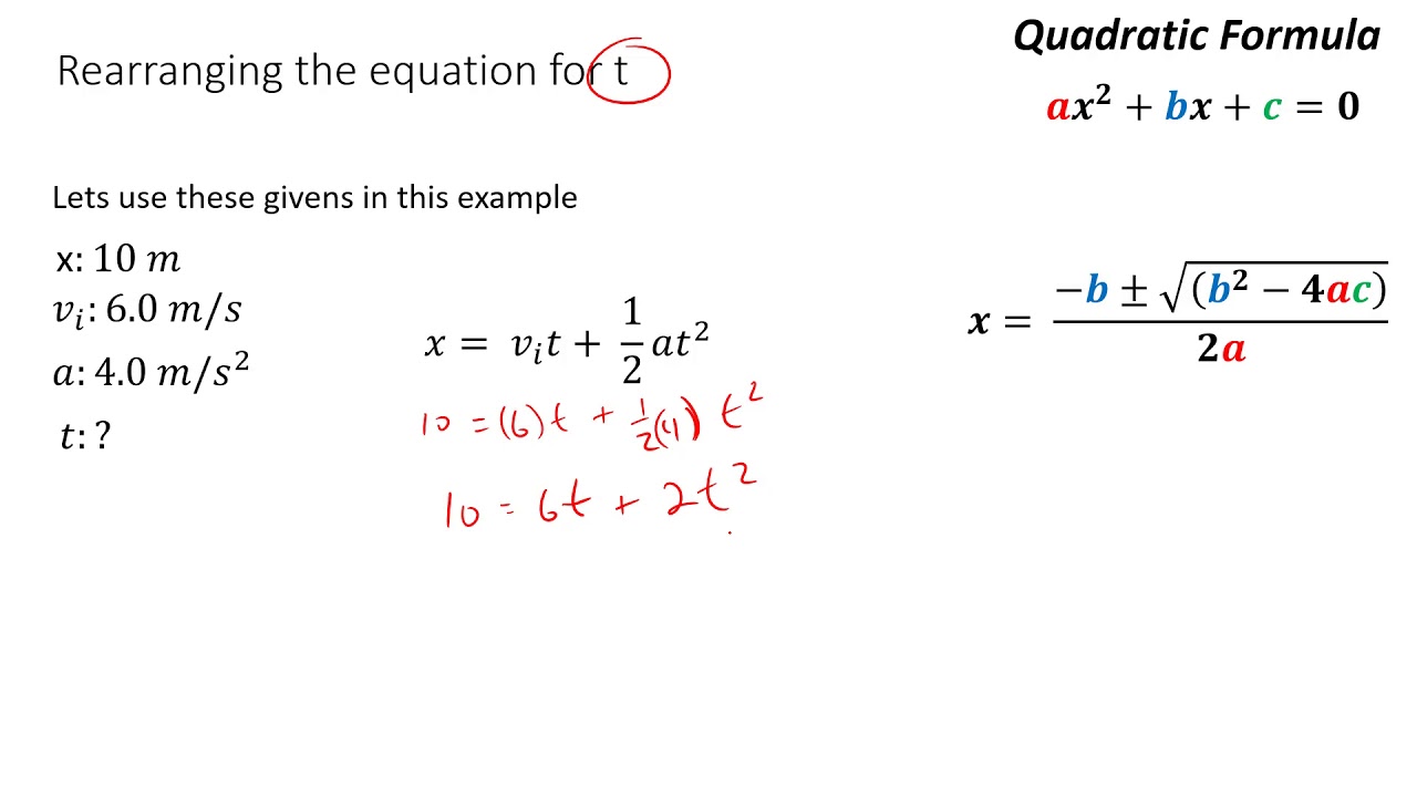 Acceleration Equation 𝑥= 𝑣𝑖𝑡 + 1/2𝑎𝑡^2 In Use And How To Rearrange