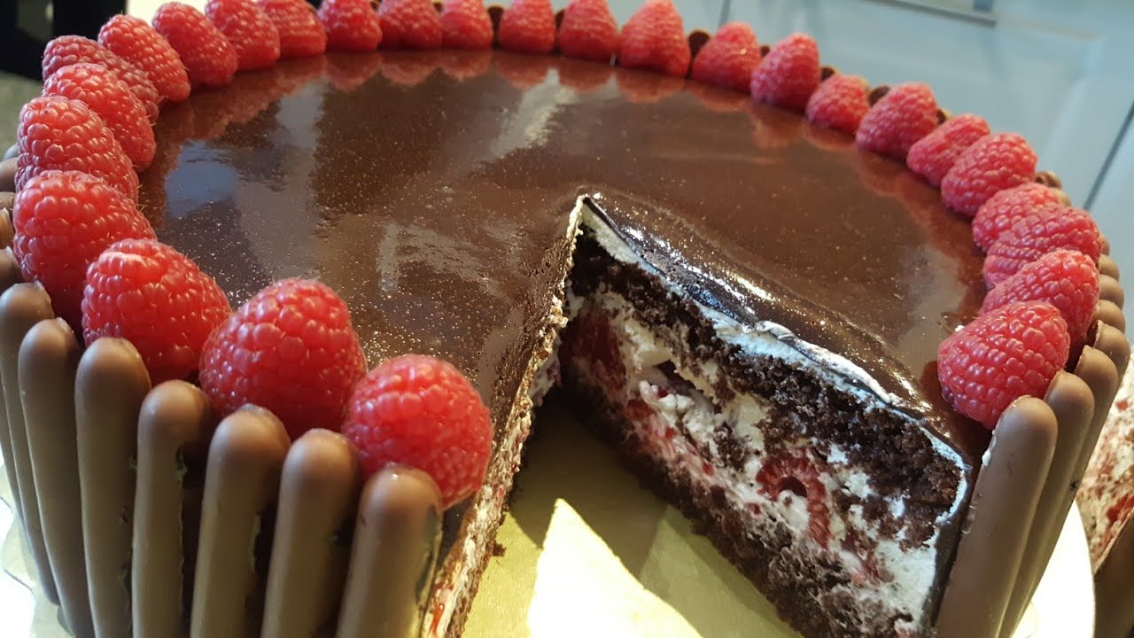 كيكة الشكلاطة بالتوت gateaux au chocolat framboisr