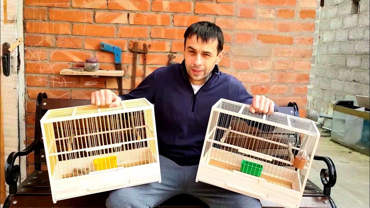 Клетка для птиц, деревянная Д41, Ш24, В31см. Клетка для канареек ручной работы. 