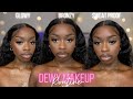 My Dewy Everyday Makeup Routine For Dark Skin WOC | Glowy/Bronzy *Beginner Friendly* | Sweat Proof