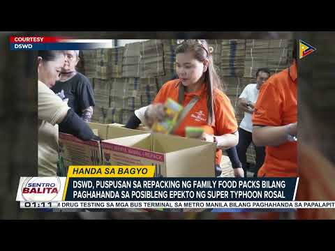 DSWD, puspusan sa repacking ng family food packs bilang paghahanda sa posibleng epekto ng Super...