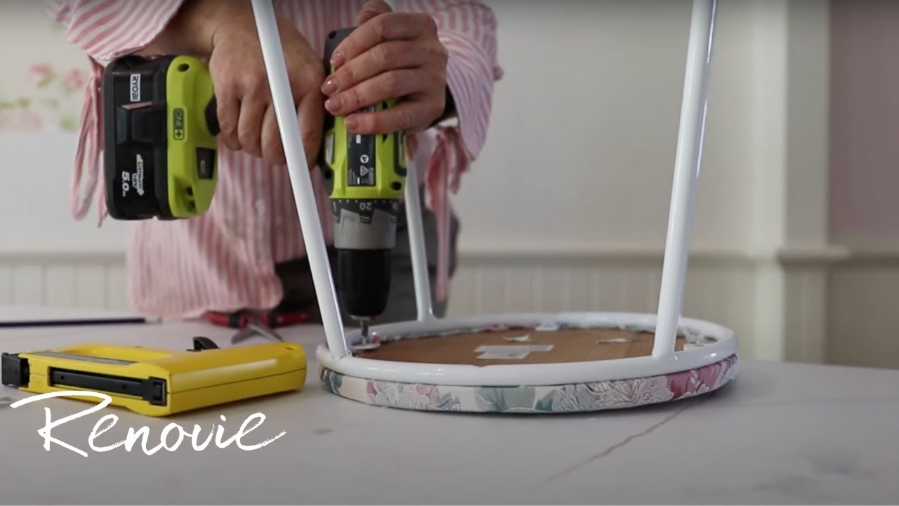 DIY Floral Bar Stool Makeover! Low Cost and Minimal Tools Needed | Naomi Findlay | Renovie