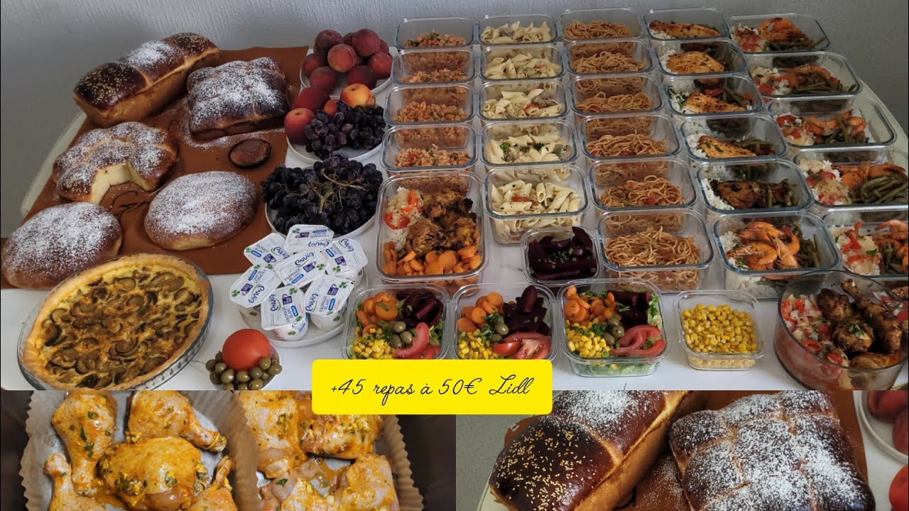 Batch-cooking meal prep à 50€ Lidl/45 Repa, goûter, dessert petit budget à congeler/recette airfryer