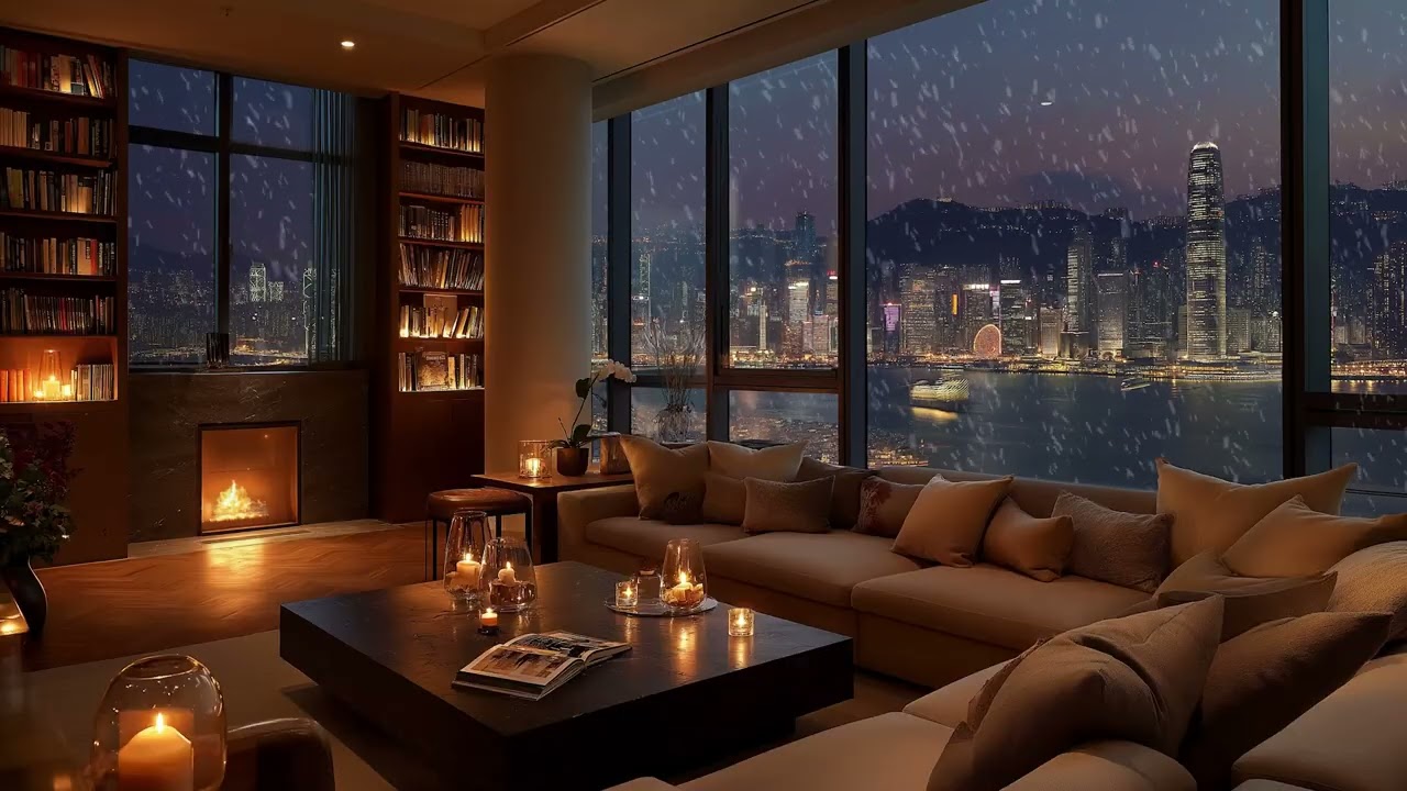 Very Gentle Piano Melodies and Fireplace Crackles | Cozy Room Atmosphere for Peaceful Rest and Sleep