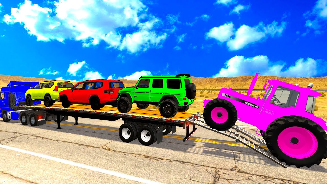 Грузовик с платформой МакКуин: перевозка грузов - Яма против машины #Игровой процесс BeamNG Drive...