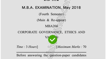 2018 Dcrust MBA 4th Sem Corporate Governance Ethics  Value  Market Question Paper