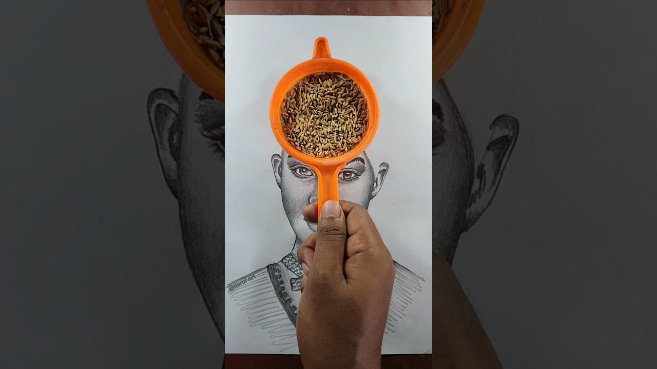 Jacqueline Fernandez drawing with rice hair 