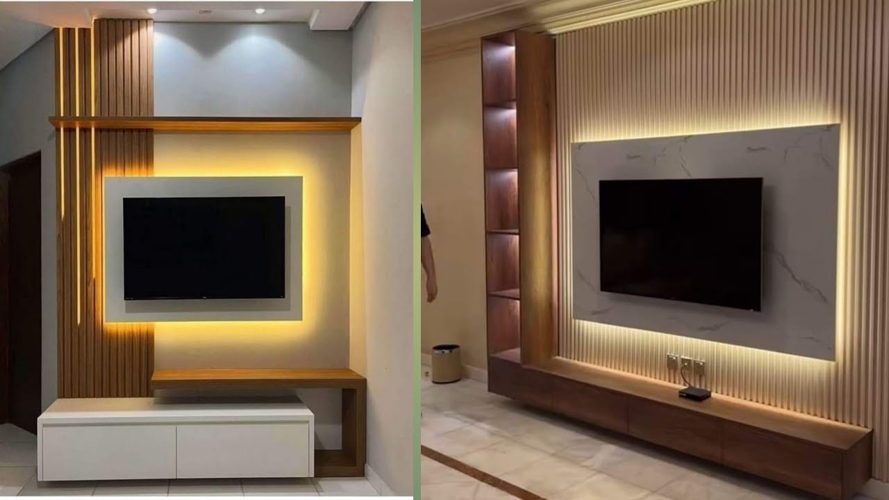 led tv panel design for living room | modern tv unit design in living ...