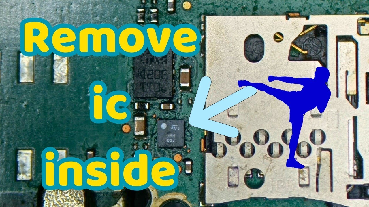 Removing the IC next to the SIM card connector - YouTube