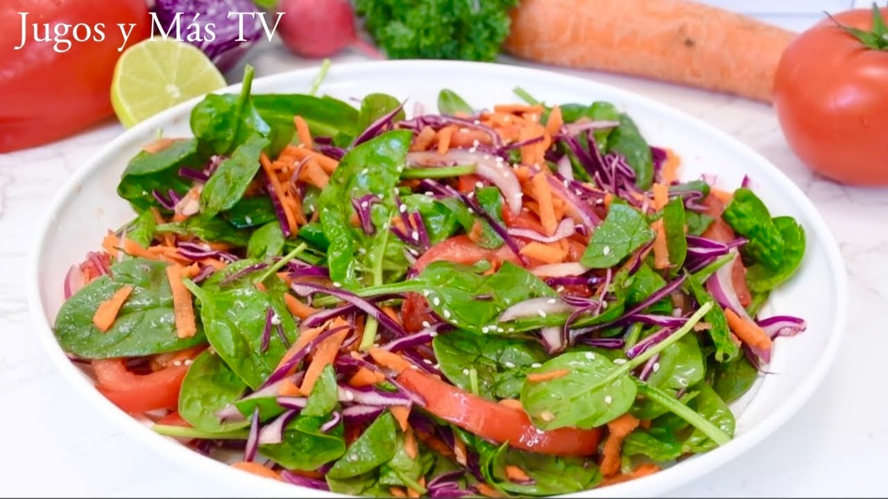 Ensalada espinacas con zanahoria super saludable y fácil