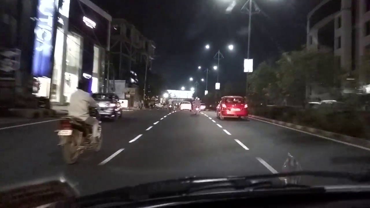 Brightly Lit HiTech City (new LED street lights) Hyderabad Night Drive
