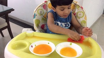 Moksh busy with Montessori Practical life Sponging Activity: Montessori Life Skills for toddlers