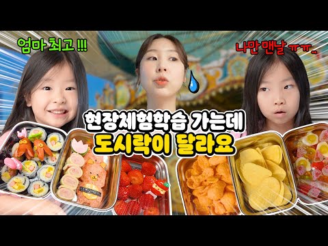 놀이공원으로 현장체험학습 가요 ! 예쁜 도시락 싸기 도전 !! 그런데 도시락이 달라요ㅠㅠ 그 이유는...? | 현장 체험 학습 브이로그