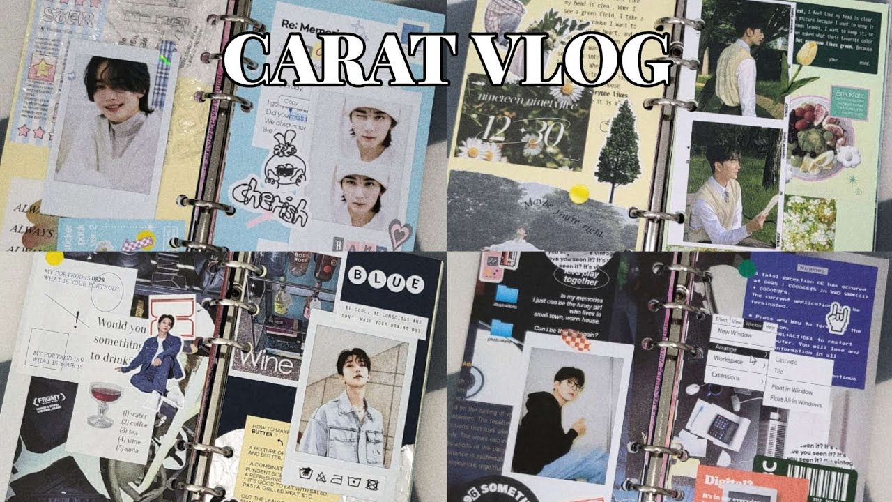 [캐럿브이로그💎22] 세븐틴 스크랩 다꾸 | 비공굿 털기 | 폴라로이드 사진 스크랩 | 정한•슈아•원우 | 다이어리 꾸미기 같이 해요! | 덕질 브이로그