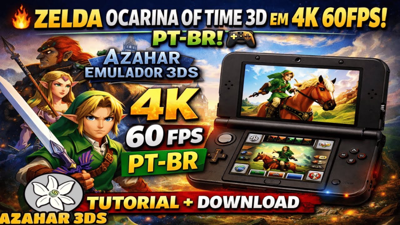 🔥 ZELDA OCARINA OF TIME 3D EM 4K 60FPS PT BR! 🎮 AZAHAR EMULADOR
