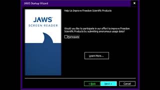 JAWS startup wizard