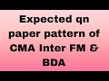 Expected question paper pattern of CMA INTER Fm & BDA Dec 2025
