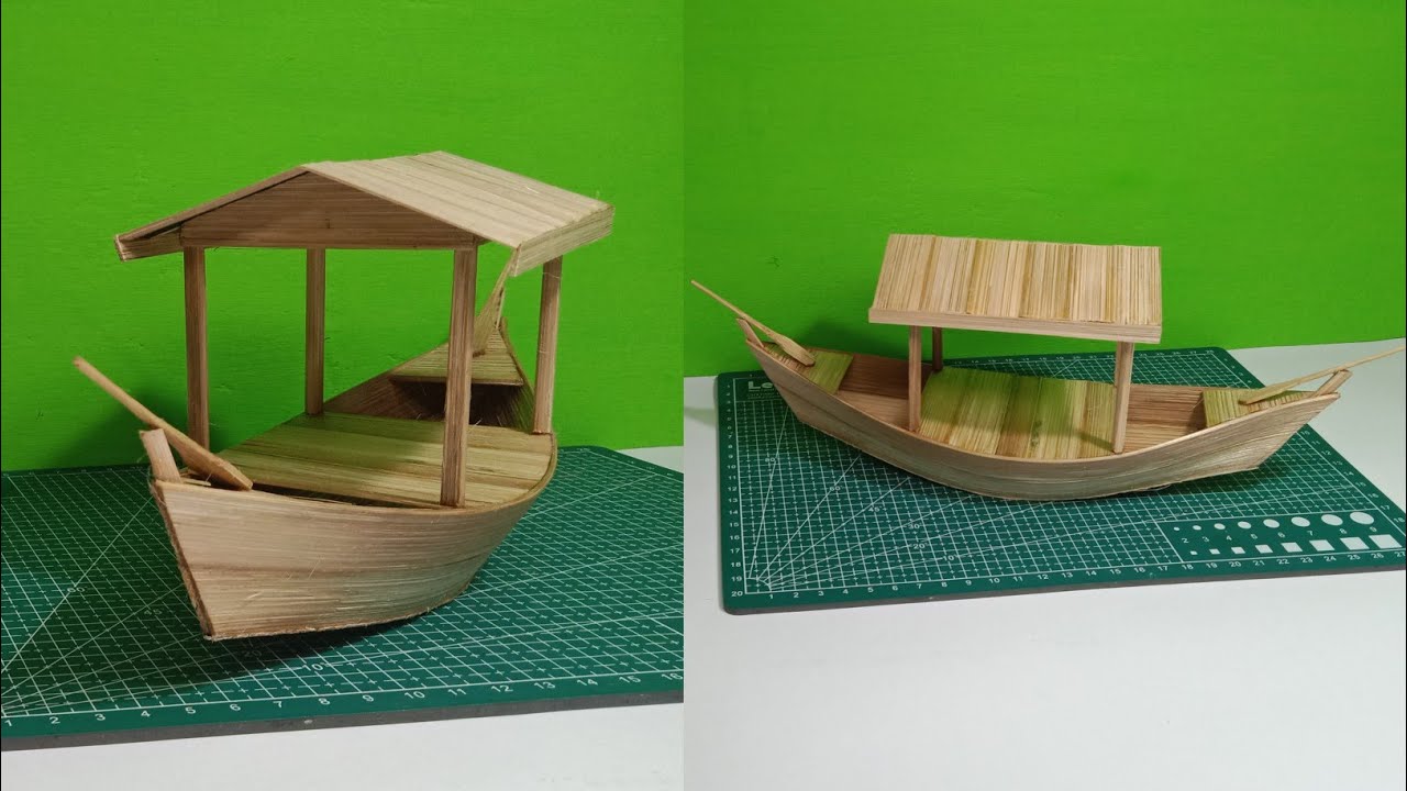 DIY/How to make a mini boat/bamboo boat making/bamboo craft/amazing ...