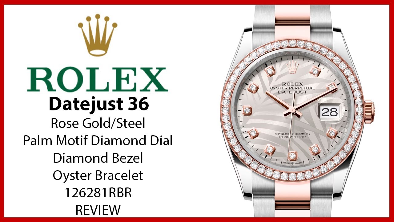 ▷ Rolex Datejust 36 Rose Gold/Steel Silver Palm Motif Diamond