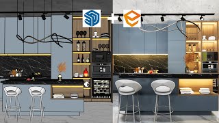 SketchUp + Enscape 3D animation | Kitchen walkthrough