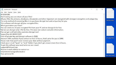 MATU ransomware [.matu Files] Removal & Decryption Guide