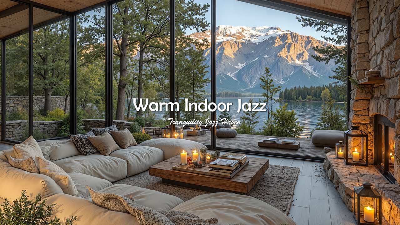 Warm Indoor Jazz For Relaxing | Soft Autumn Jazz Melody With Great Mountain View To Work & Focus