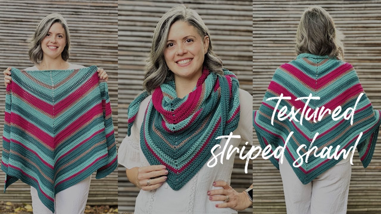 How To Crochet The Gemma Shawl A Top Down Textured And Striped Triangle Shawl Video Tutorial