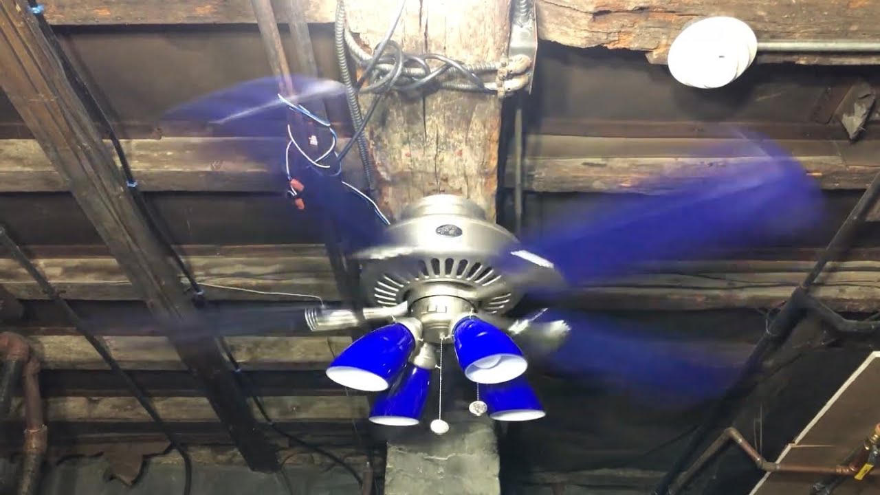 Hampton Bay Cameron II Plus Ceiling Fan 52” (Brushed Steel/Cobalt Blue