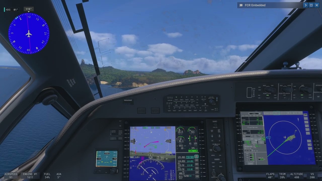 Scenic manual landing at Fenando de Noronha Island, Brazil (SBFN)