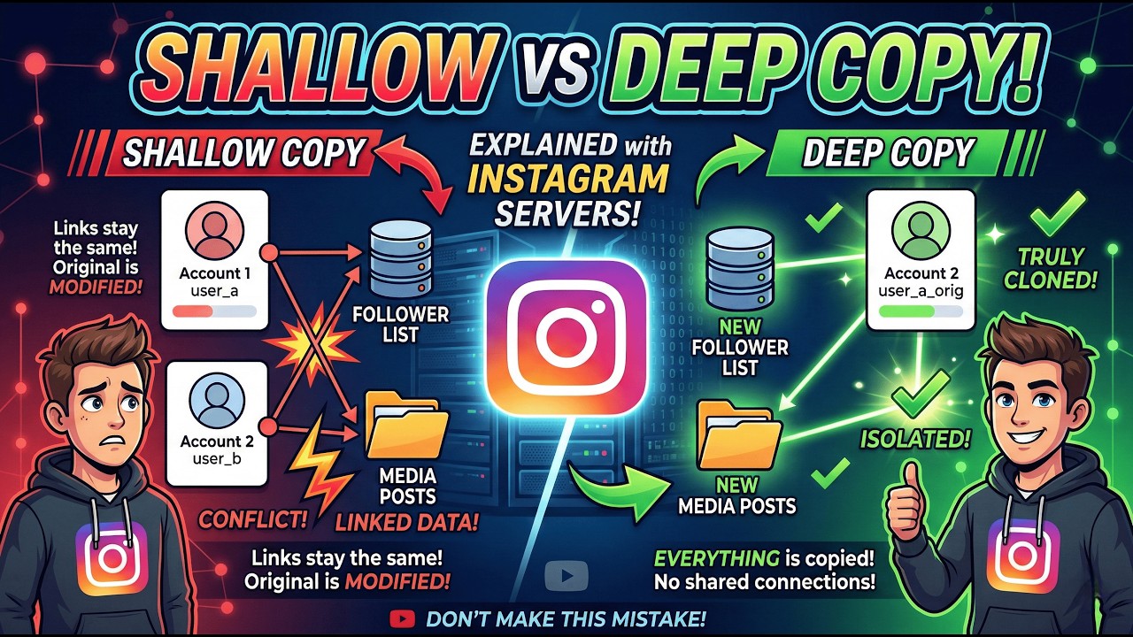 Shallow Copy vs Deep Copy Explained in Python 🤯 | Instagram Server Sync ...