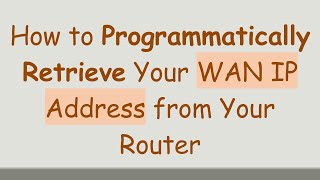 How to Programmatically Retrieve Your WAN IP Address from Your Router Net Worth