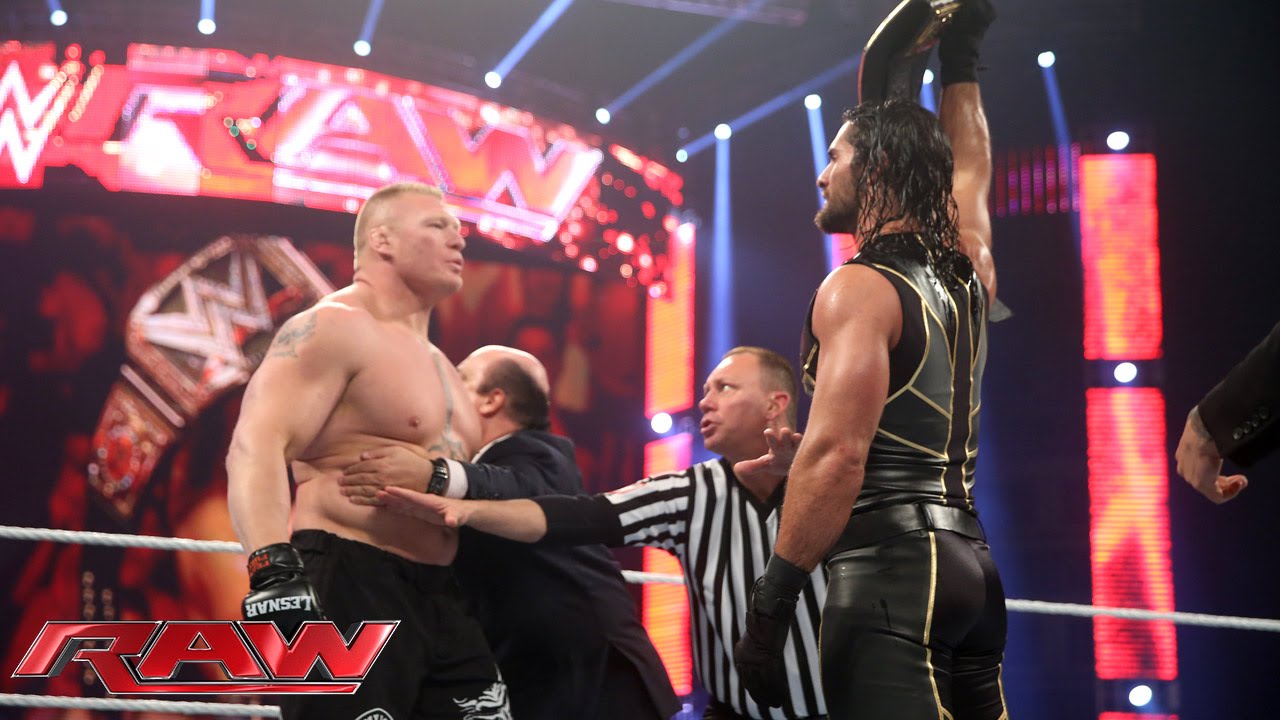 Seth Rollins vs Brock Lesnar - WWE World Heavyweight Championship Match: Raw, March 30, 2015