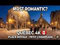 Quebec City at Night ⚜️ 🇨🇦  : A Magical Winter Walk (Place Royale &amp; Petit Champlain) 4K❄️