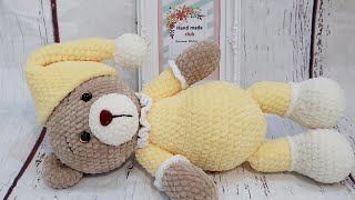 طريقة كروشية دبدوب بخيط القطيفة اميجرومي الجزء الاول crochet  amigurumi teddy (part 1) bear tutorial