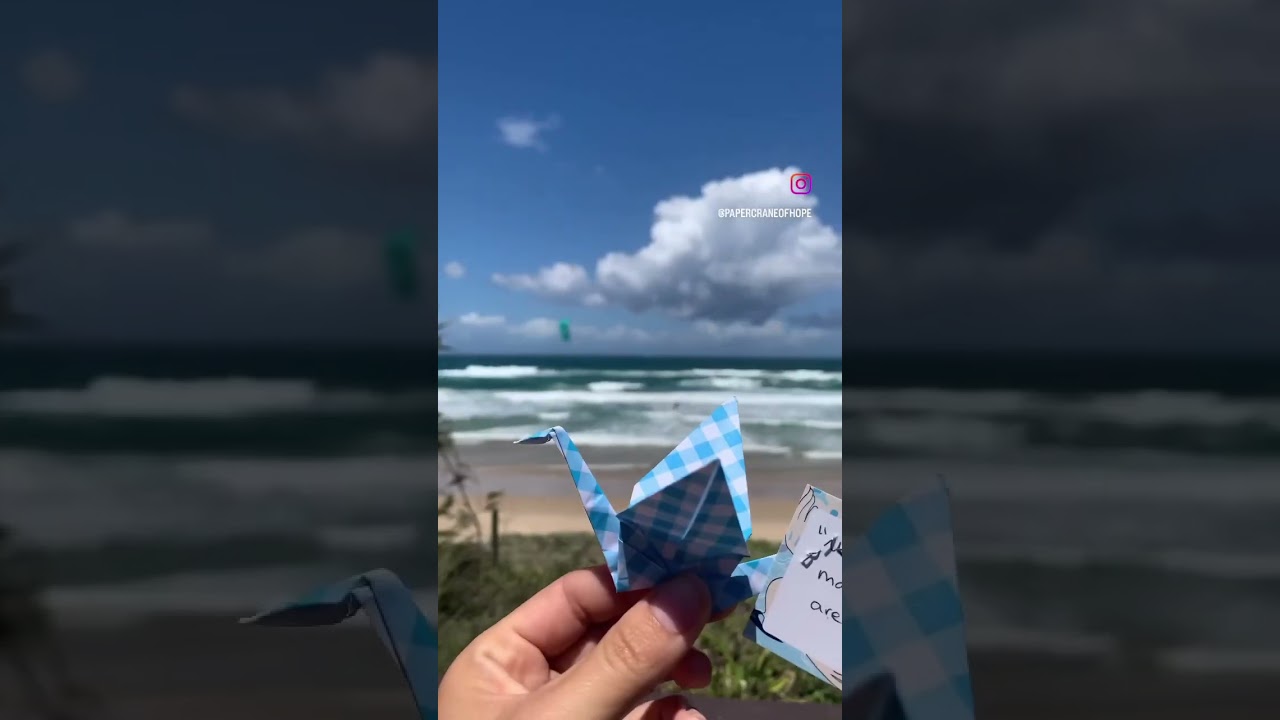 Leaving a paper crane at the ocean. 