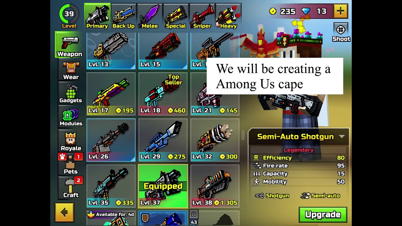 How to create a Among us cape tutorial (Pixel gun 3d)