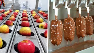 مصانع عملاقة.. شاهد كيف يتم تصنيع الآيس كريم والتفاح داخل المصانع