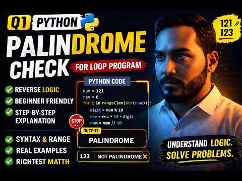 Python Palindrome Program 🔥 | Check Number using For Loop (Step-by-Step)