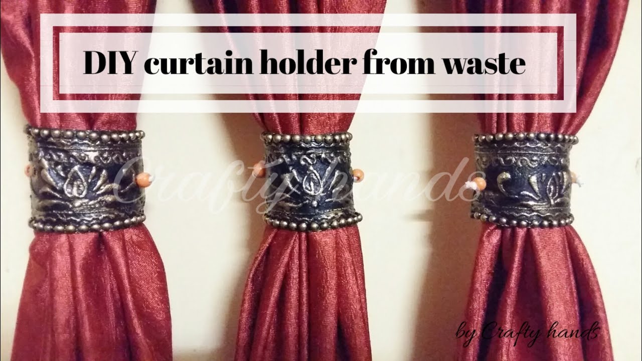DIY curtain holder/ best out of waste idea by Crafty hands YouTube