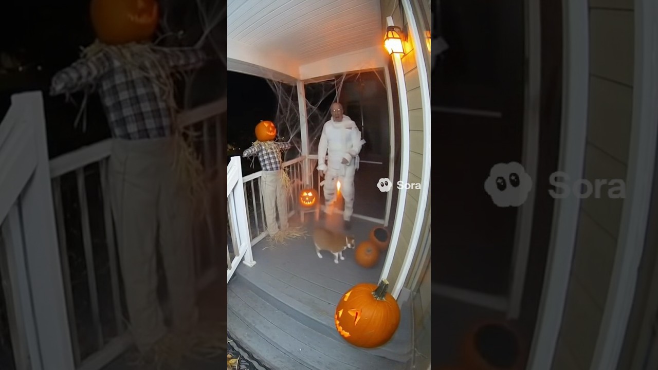 😱 Mummy Grandpa & The Brave Cat vs The Pumpkin Scarecrow! 🎃 