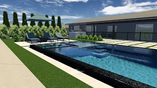 Sunland - Backyard 3D Design, Infinity Edge Pool Visualization.