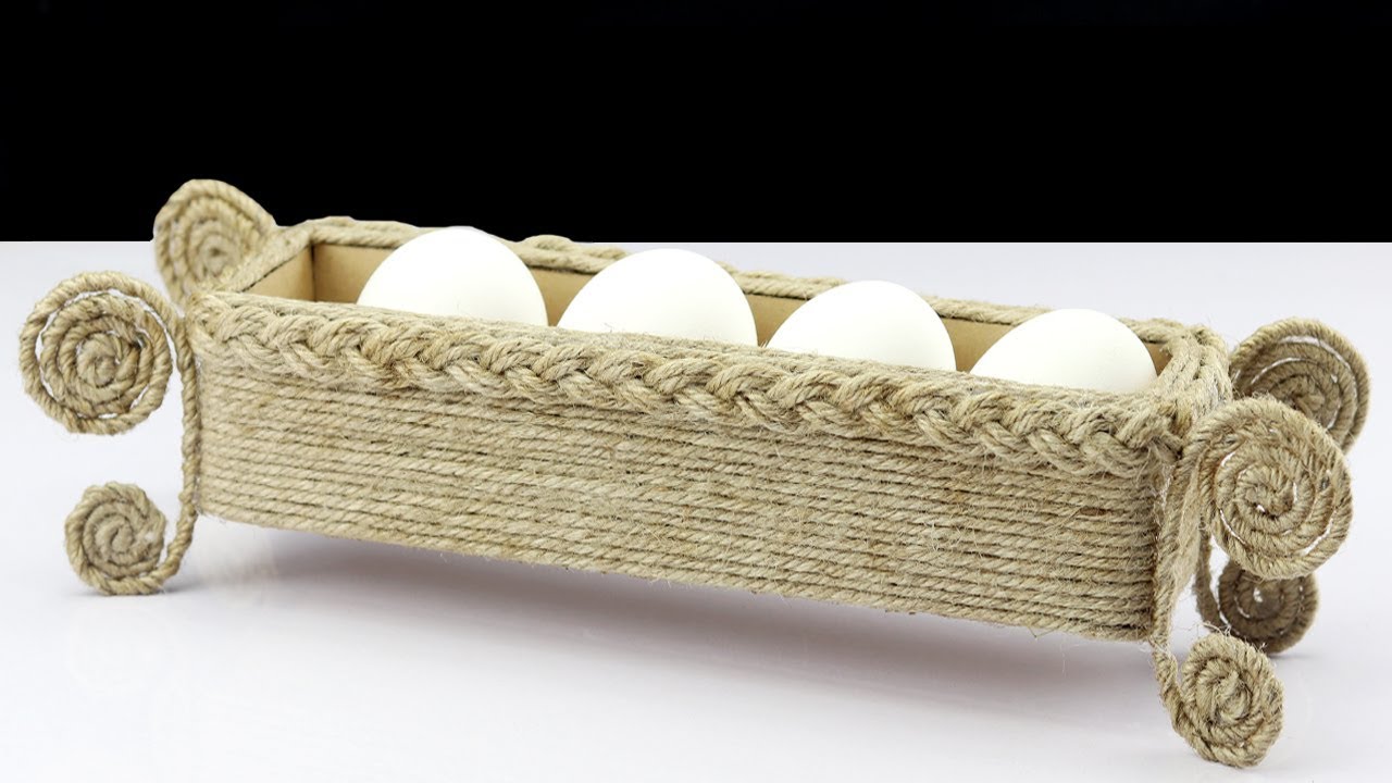 Make Handmade Basket Using Jute Rope & Cardboard Jute Rope Easter