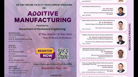 Day 2-Additive Manufacturing | Six Day Online Faculty Development Program | Mechanical Engineering