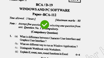 2019 KUK BCA 1st Sem Windows & PC Software Question Paper