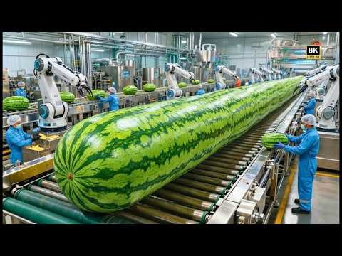 Inside a Modern Watermelon Processing Plant | Full Factory Process From Fruit to Juice Production