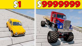 DownHill Challenge#36 Cars VS Stairs VS Roller Coaster Bridge | BeamNG.Drive