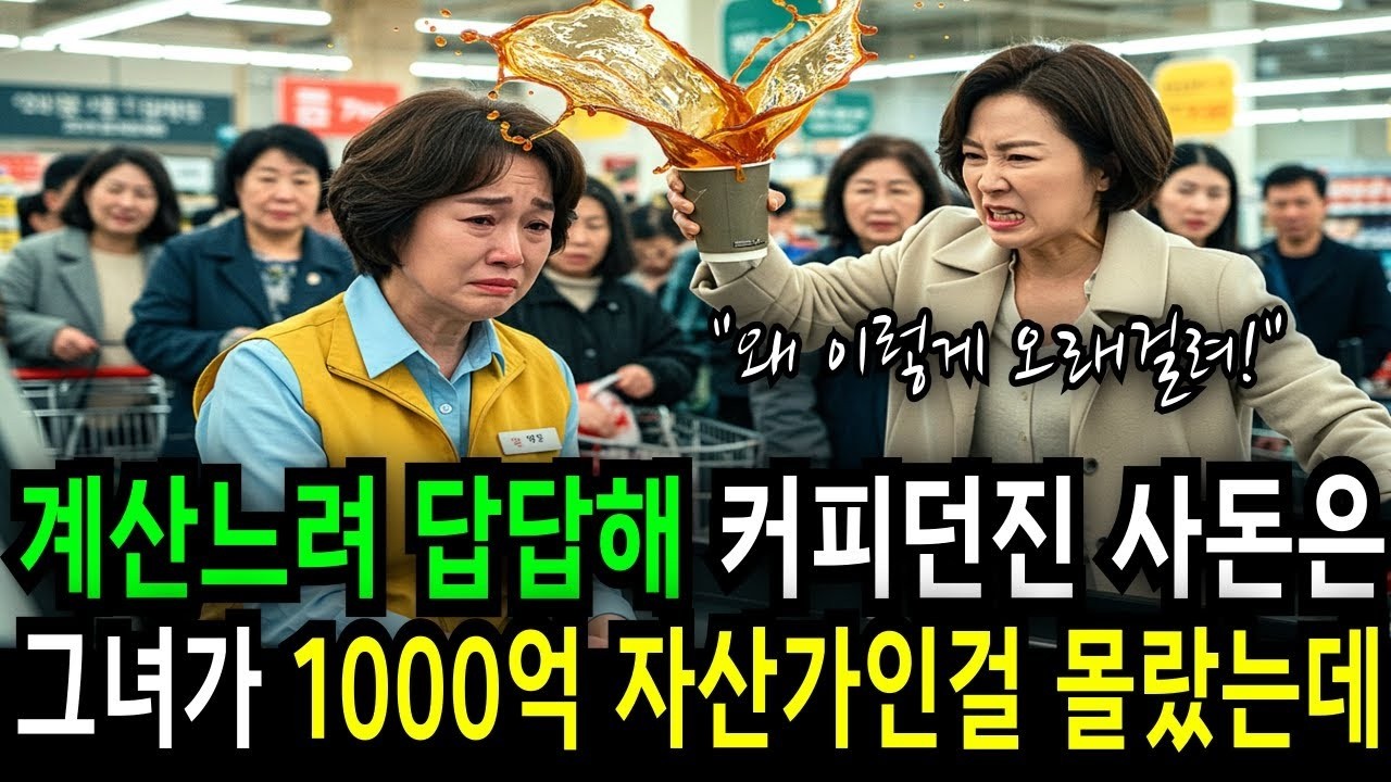 마트에서 계산이 느려 답답하다고 커피던진 사돈은 그녀가 1000억 자산가인걸 몰랐는데