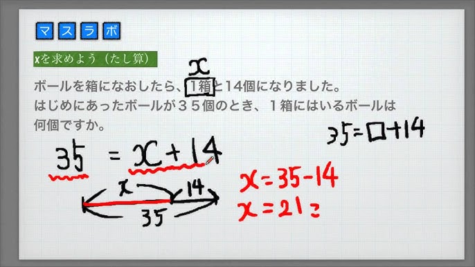 小学校6年生 算数 文字を使った式 Xを求めよう たし算 Youtube