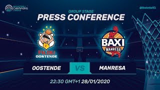 Filou Oostende v BAXI Manresa - Press Conference - Basketball Champions League 2019