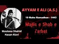 Ayyame ali as  majlis  01  moulana shahid hasan rizvi  19 ramadhan  1443